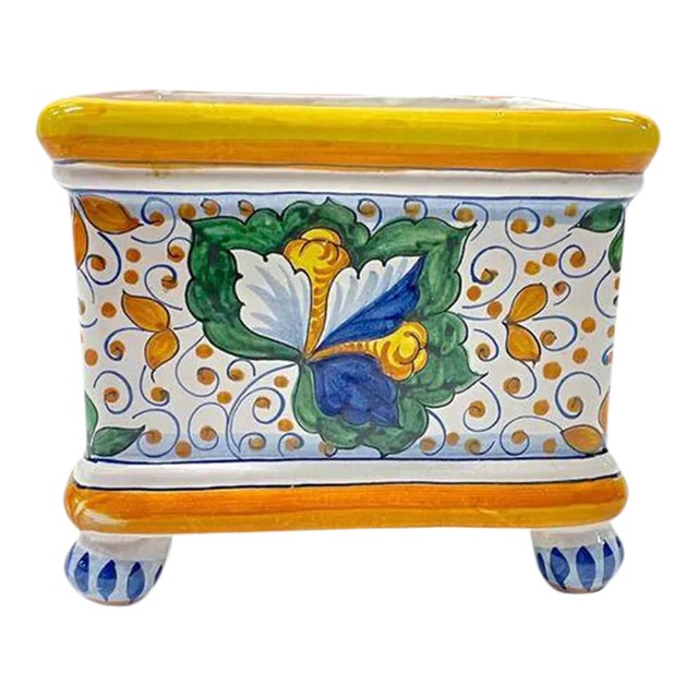 Vintage Deruta Style Italian Ceramic Cachepot For Sale
