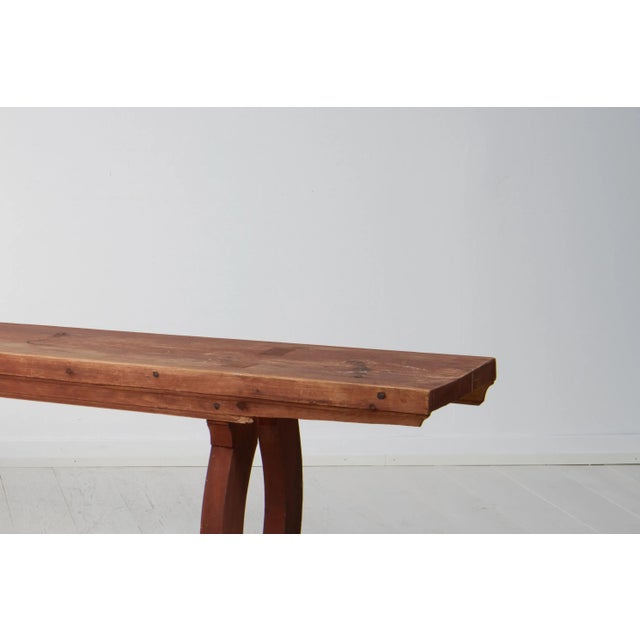 Wood Swedish Folk Art Pine Bench For Sale - Image 7 of 12