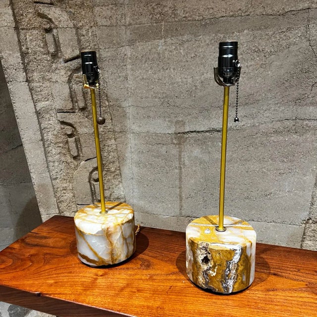 New Limited Edition Spectacular Set of Onyx Acid Table Lamps Mexico For Sale - Image 13 of 13
