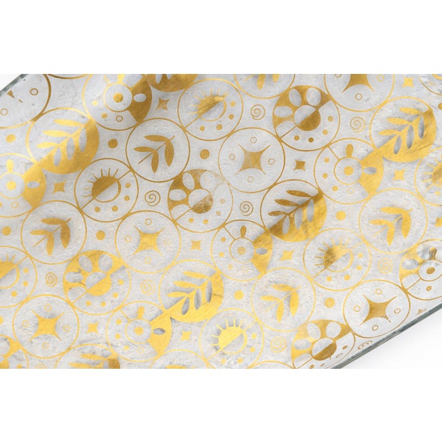 1960s Vintage Mid-Century Modern Georges Briard Gold Pattern Glass Platters & Serving Trays – Set of 3 For Sale - Image 5 of 11