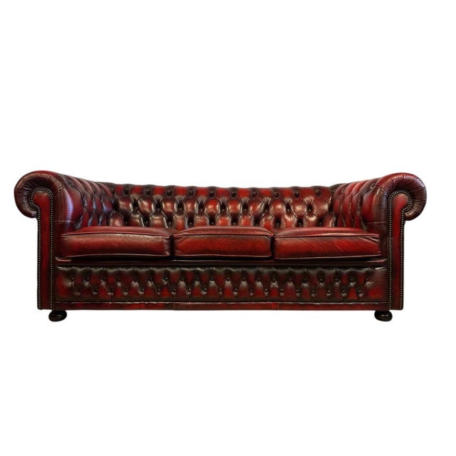 Maroon Chesterfield Leather Sofas from Winchester, Set of 2 For Sale - Image 8 of 13