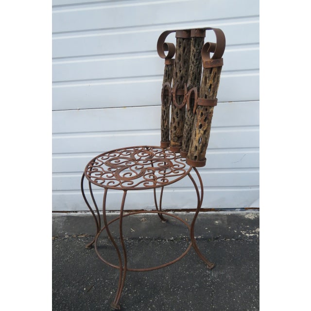 Brown Western Style Set of Six Horse Shoe Metalnd Wood Dining Chairs For Sale - Image 8 of 13