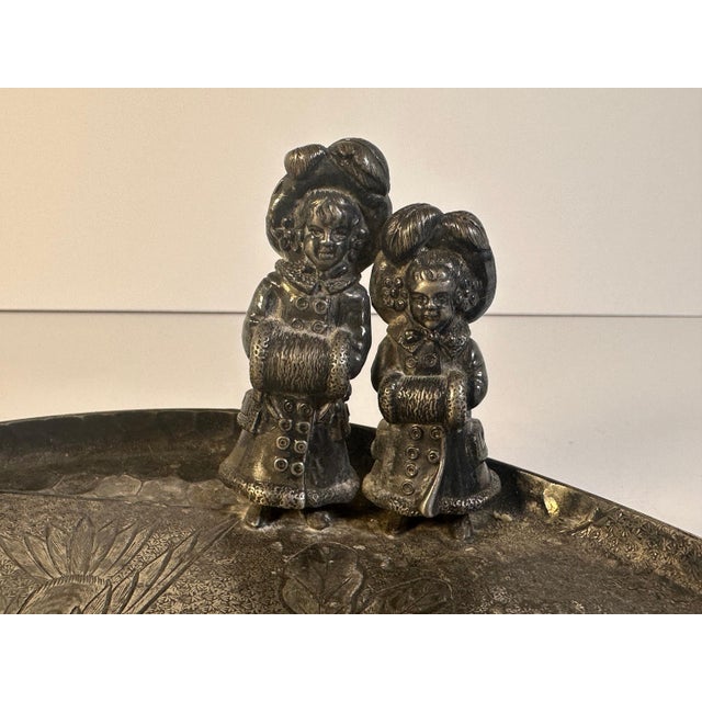 19th Century Victorian Silver-Plated Card Tray: Kate Greenaway Derby Silver Co. For Sale - Image 4 of 10