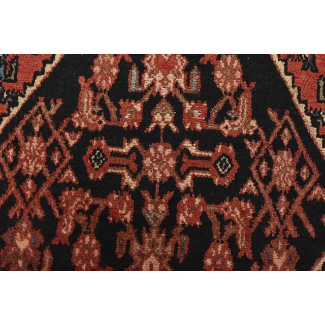 Hamedan Runner 3'6'' X 10' Black Wool Vintage Tribal Hand-Knotted Oriental Rug For Sale - Image 9 of 15
