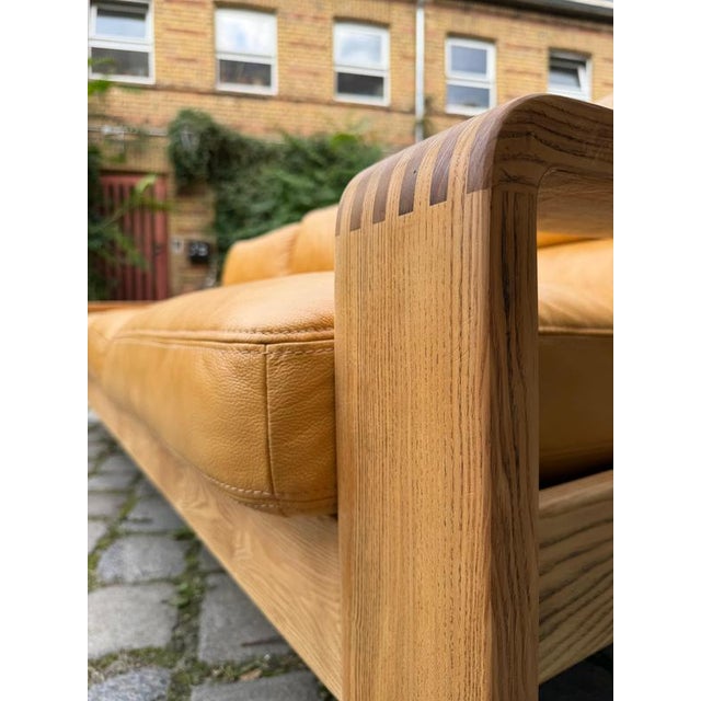 2000 - 2009 Three-Seater Sofa in Yellow Genuine Leather and Wood by Rolf Benz For Sale - Image 5 of 11