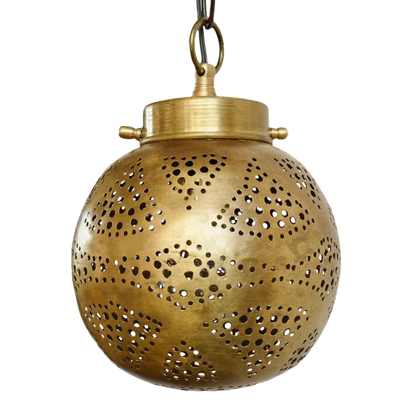 Small Brass Work Globe Pendant Light | Chairish