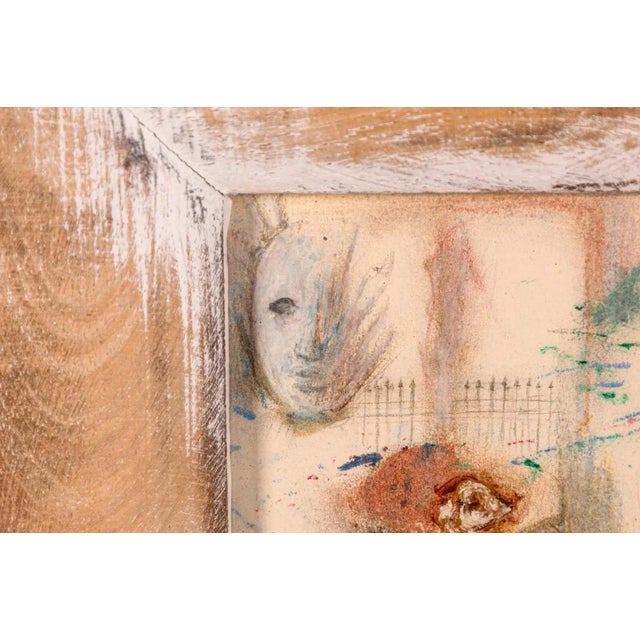 Surrealism Betty Woodward-Bosley Signed Surrealist Woman in Hat Drawing on Paper Framed For Sale - Image 3 of 9