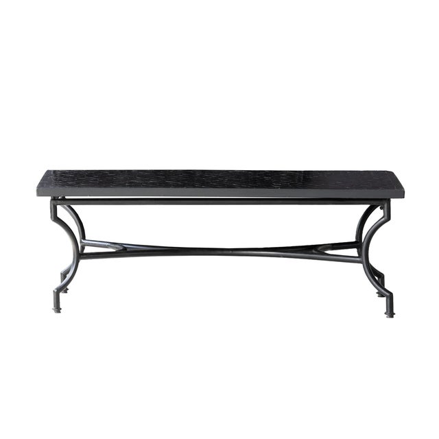 Matthew Izzo Home Moroccan Zellige Midnight Sky Tile With Iron X Base 51" Rectangular Coffee Table For Sale - Image 4 of 4
