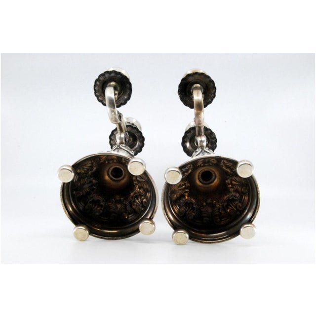 Candleholders in Relief Silver with Shells, Set of 2 For Sale - Image 10 of 11