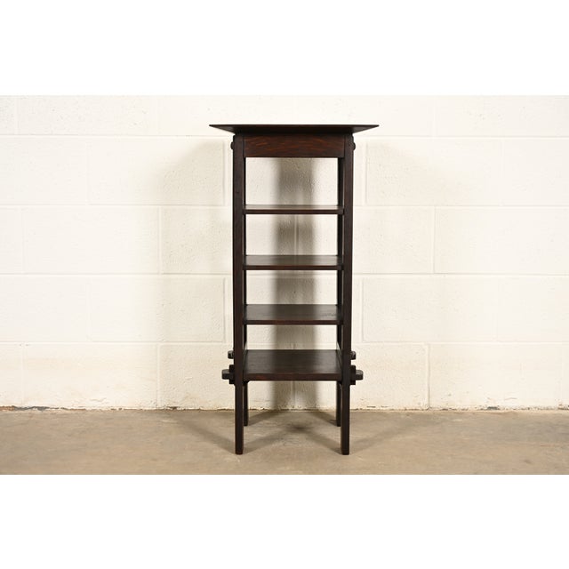 Brown Stickley Brothers Style Antique Mission Oak Arts & Crafts Bookstand or Magazine Rack, Circa 1905 For Sale - Image 8 of 10