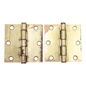 Pair of Vintage Brass Plated Steel 3 X 3 In. Butt Door Hinges