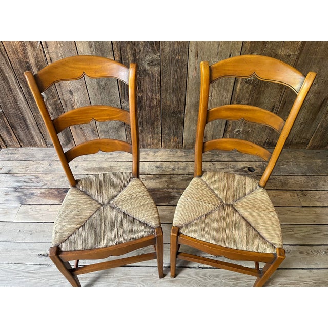 Traditional Cherry Side Chairs With Rush Seat - Set of 2 For Sale - Image 3 of 11