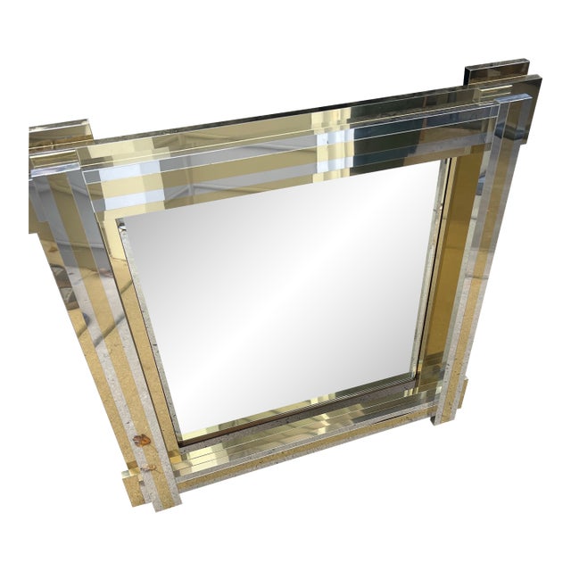 Vintage Art Deco-Style Mirrors With Gold and Chrome Layered Frame For Sale