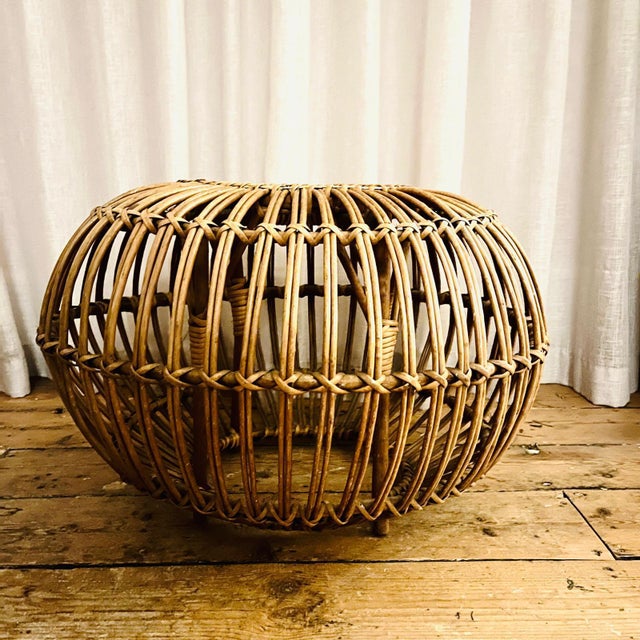 Large Bamboo Lobster Pot Ottoman by Franco Albini For Sale - Image 3 of 8