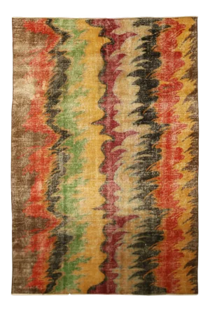 Contemporary Geometric Red and Yellow Multicolor Wool Rug - 4′8″ × 7′10″