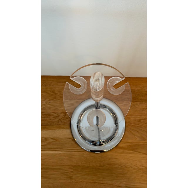 1970s 1970s Modernist Chrome and Lucite Round Fireplace Tool Set - 4 Pieces For Sale - Image 5 of 12