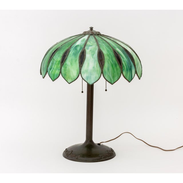 Late 20th Century Late 20th Century Tiffany Style Slag Glass Table Lamp For Sale - Image 5 of 10