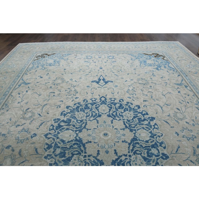 1970s Vintage Persian Handknotted Wool Blue Oversize Area Rug For Sale In San Francisco - Image 6 of 11