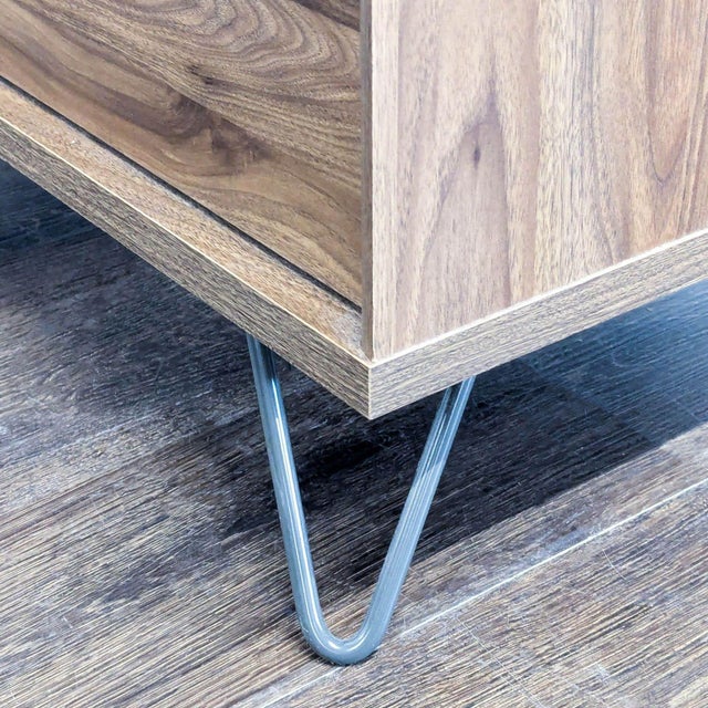 Wood South Shore Olvyn Modern 5-Drawer Walnut Dresser With Gray Accent and Metal Legs For Sale - Image 7 of 10