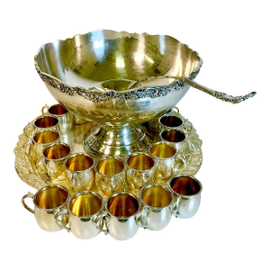 1940s Vintage Hollywood Regency Empire Towle Silver Plate Punch Bowl Set - 23 Pieces