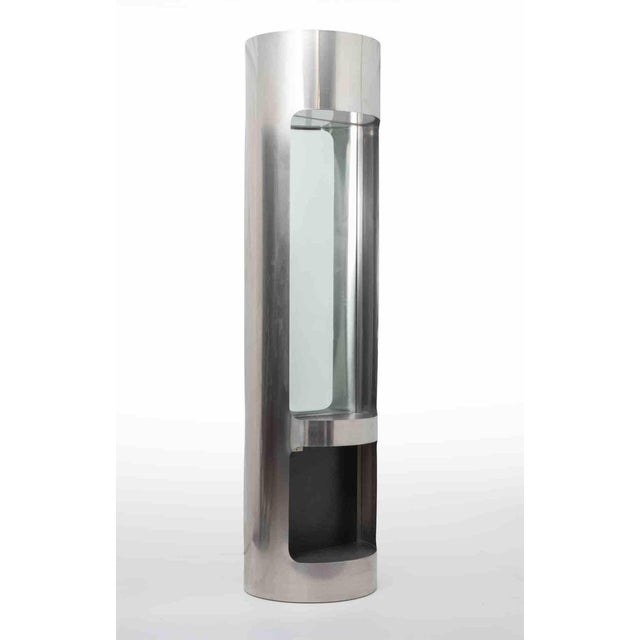 Italian Modern Totem Floor Lamp with Mirror, Steel and Glass, 1970s For Sale - Image 4 of 8