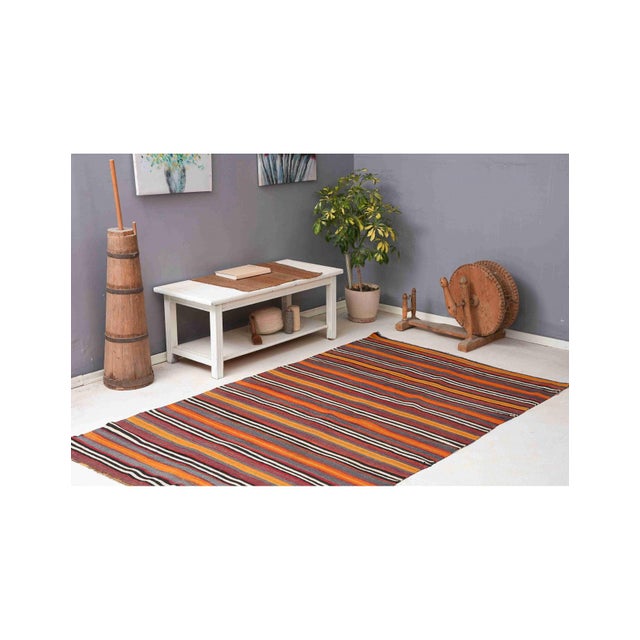 1960s Vintage Turkish Striped Kelim Rug - 4`11" X 8`2" For Sale - Image 5 of 6