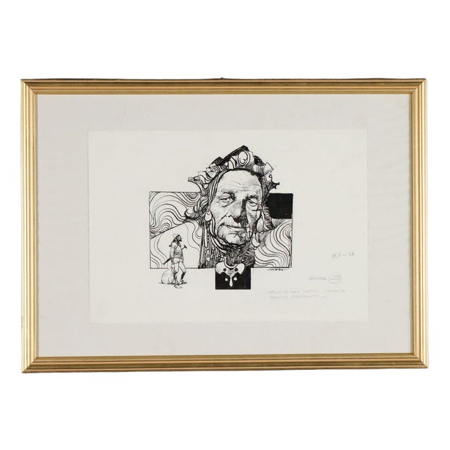 Sergio Toppi, Figurative Composition, Mixed Media on Paper For Sale