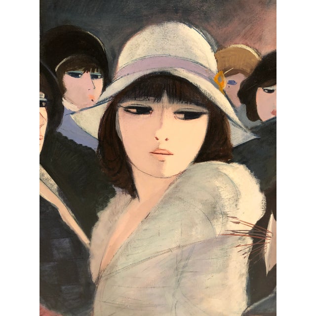 Charles Levier Painting by Charles Levier of Fashionable French Women in Hats For Sale - Image 4 of 10