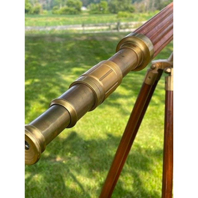 Vintage Fluted Wood and Brass Telescope For Sale - Image 4 of 18