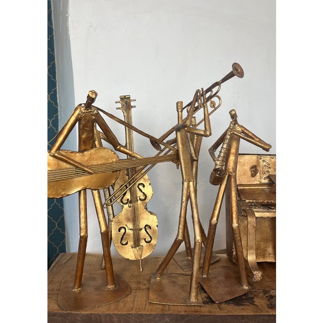 Metal Large Handcrafted Metal Folk Art Sculptures of a Jazz Band, 1960s, Set of 6 For Sale - Image 7 of 18