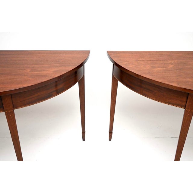 Brown Antique Georgian Revival Style Console Tables, 1900, Set of 2 For Sale - Image 8 of 11