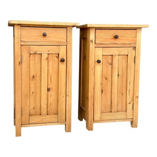 19th Century English Pine Pot Cupboard Nightstands - a Pair For Sale