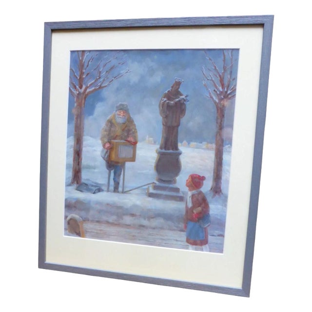 Joseph Otto Flatter, Walk in the Park, 1960s, Watercolor on Paper, Framed For Sale