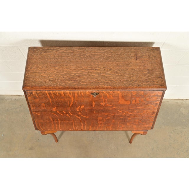Globe Wernicke Antique Mission Oak Arts & Crafts Slant Front Secretary Desk With Barrister Bookcase, Circa 1910 For Sale - Image 14 of 16