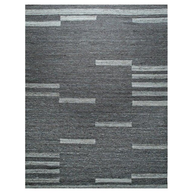6x9 Gray Handwoven Wool Floating Rectangles Geometric Modern Carpet Rug For Sale - Image 9 of 10