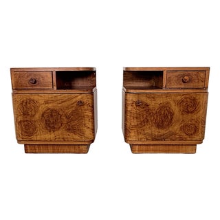 Vintage Art Deco Bedside Tables with Bakelite Handles, 1959, Set of 2 For Sale