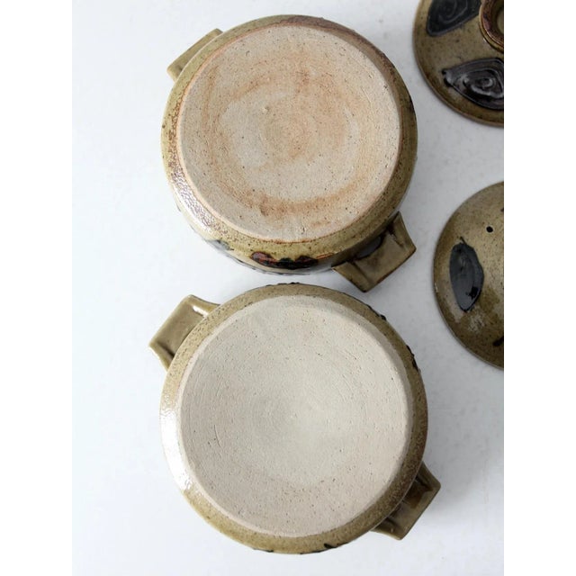Vintage Studio Pottery Covered Dishes Pair For Sale - Image 6 of 11