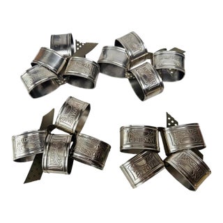 Vintage Monsieur Madame Metal Napkin Rings - Set of 16 For Sale