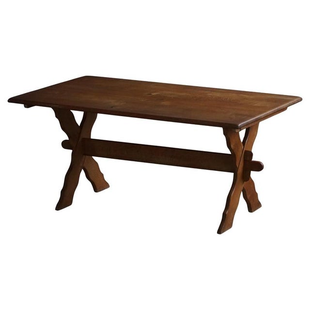 Mid-20th Century Oak Dining Table with Cross-Base, 1950s For Sale - Image 15 of 15
