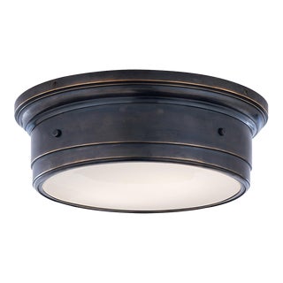 Visual Comfort Signature Siena Large Flush Mount in Bronze with White Glass For Sale