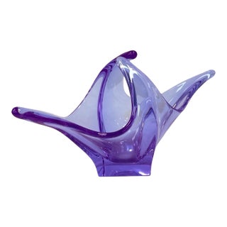 Bowl, Basket, Neodymium Glass, Zelezný Brod Zbs, Designed by M. Klinger, Czechoslovakia, 1980s. For Sale