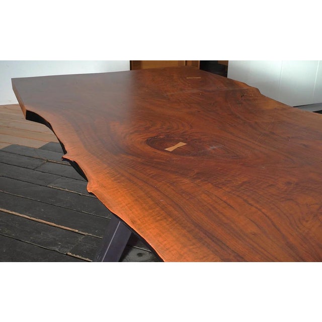 Mid-Century Modern Custom 16 Feet Double Slab Claro Walnut With Cantilever Base Table - George Nakashima Inspired For Sale - Image 3 of 15