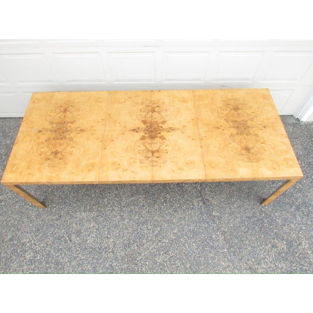 Burl Walnut Extendable Parsons Dining Table by Edward Wormley for Dunbar For Sale - Image 15 of 18