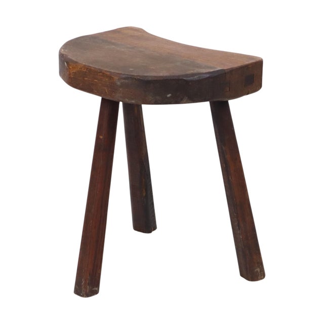 Vintage Rustic Wabi-Sabi Wooden Three-Legged Milking Stool, France For Sale - Image 18 of 18