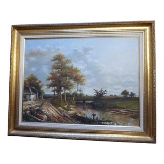 Robert Scalvini, Landscape Composition, 1980s, Oil Painting on Canvas, Framed For Sale