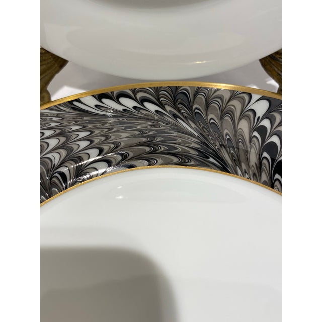 Contemporary 1990s Fitz and Floyd Plume d'Or Black Salad Plates- Set of 3 For Sale - Image 3 of 5