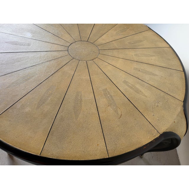 Ebony Vintage Art Deco Style Shagreen & Ebony Round Coffee Cocktail Table For Sale - Image 8 of 15