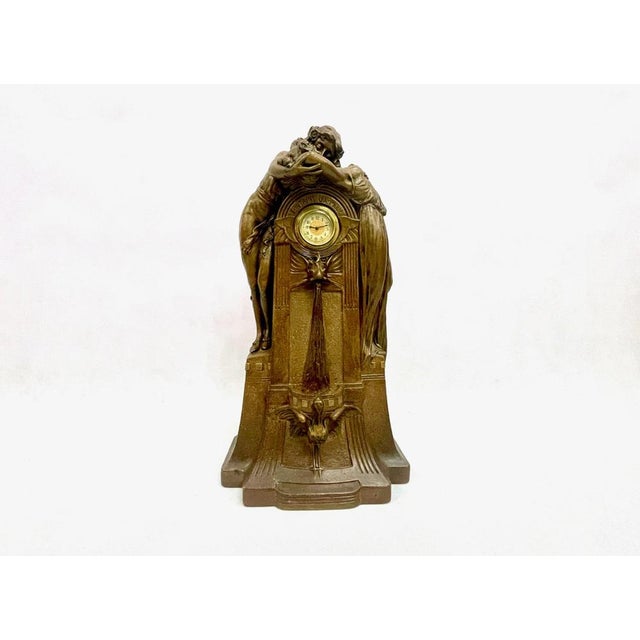 Large French Art Nouveau No 112 Fontaine De Labour Table Clock in Plaster from Lb Deposee, 1890s For Sale - Image 13 of 14