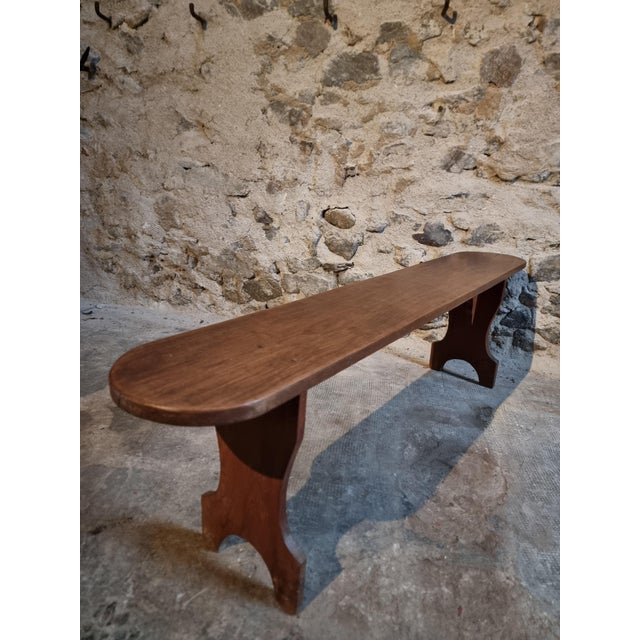 French Cherry Wood Bench, 1930s For Sale - Image 12 of 14