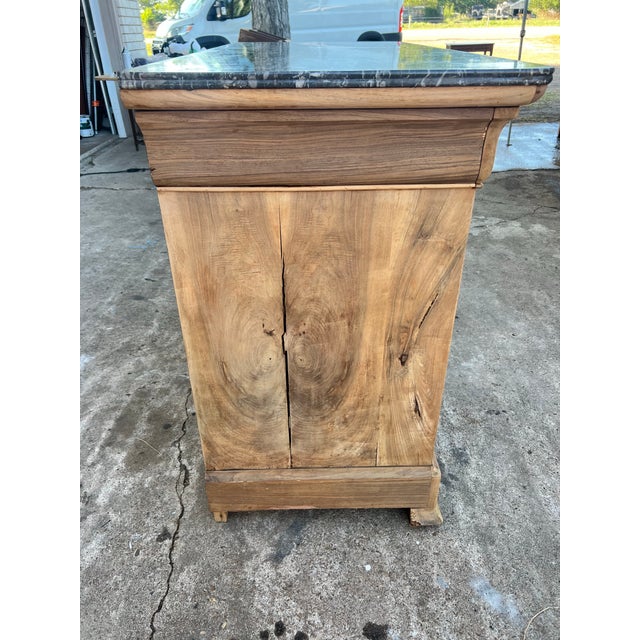 Black French 19th Century Louis Philippe Marble Top Bleached Walnut Commode For Sale - Image 8 of 12